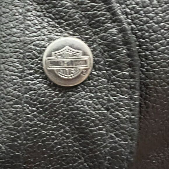 Harley Davidson Women's Black Embroidered Vest Medium Pig Leather Snap Up Biker - Picture 7 of 16